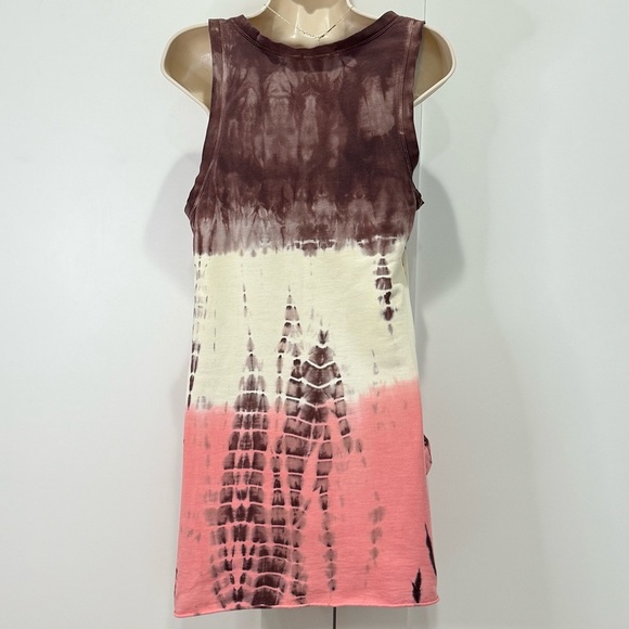 T Party Tie Dye Mini Dress Vintage Y2K Medium Boho Chic Pocket Tank Retro Hippie - Picture 3 of 10